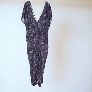 Free People Universal Love Paisley Surplice Open Back Boho Jumpsuit Size L